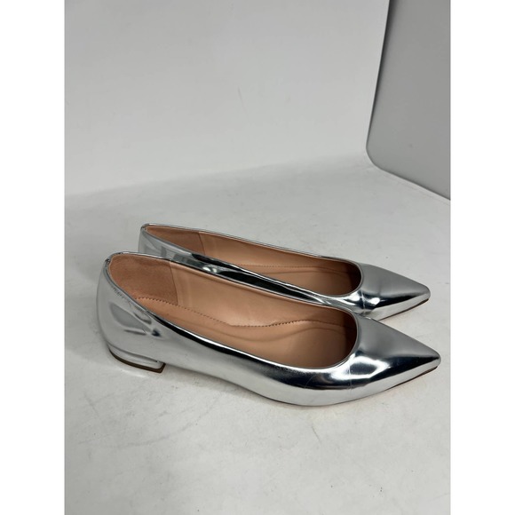 J Crew Grey Metallic Point Toe Ballet Flats Sz.7.5 - Picture 2 of 6